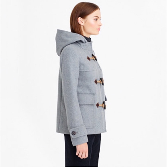 J. Crew Duffle Jacket Coat Melton Wool Peacoat Toggle Classic Nautical Gray 6 - Picture 2 of 13